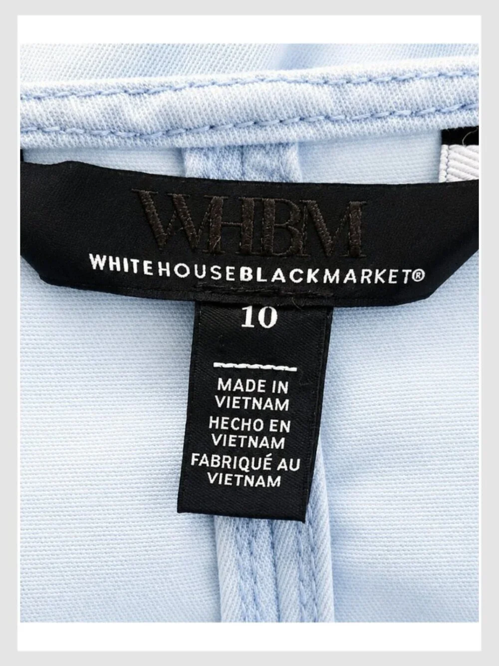 White House Black Market Denim Tencel Tie Waist Blouse Light Blue 10 L - Picture 10 of 10